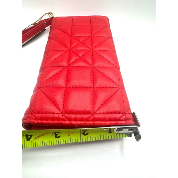 Bebe Red Quilted Wristlet Wallet gold hardware tri fold snap closure - Picture 9 of 9